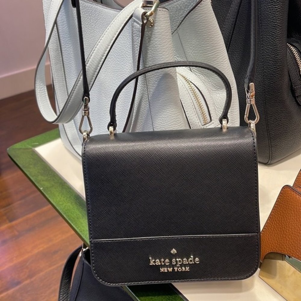 Kate Spade Staci Square Crossbody Saffiano Leather Black - Picture 6 of 16